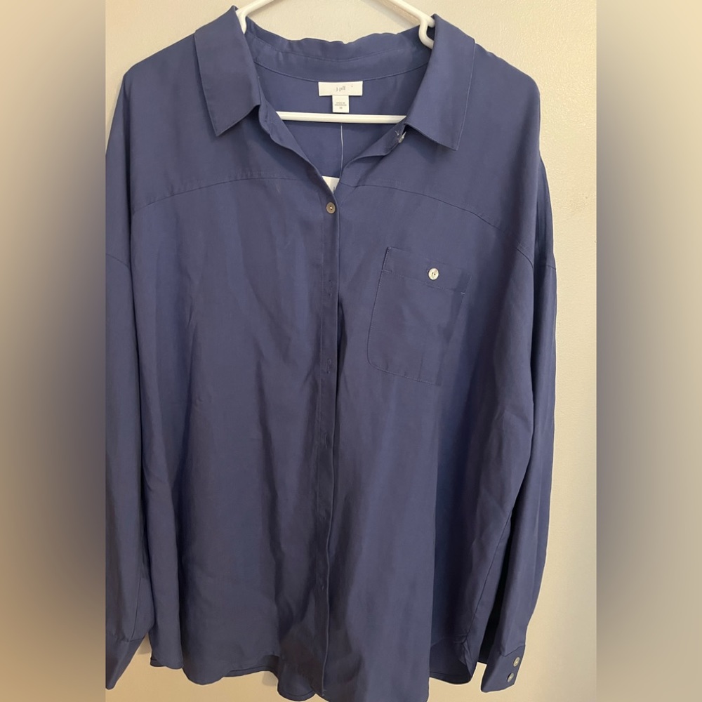 j jill button down Delphinium Shirt NWT Size 2X